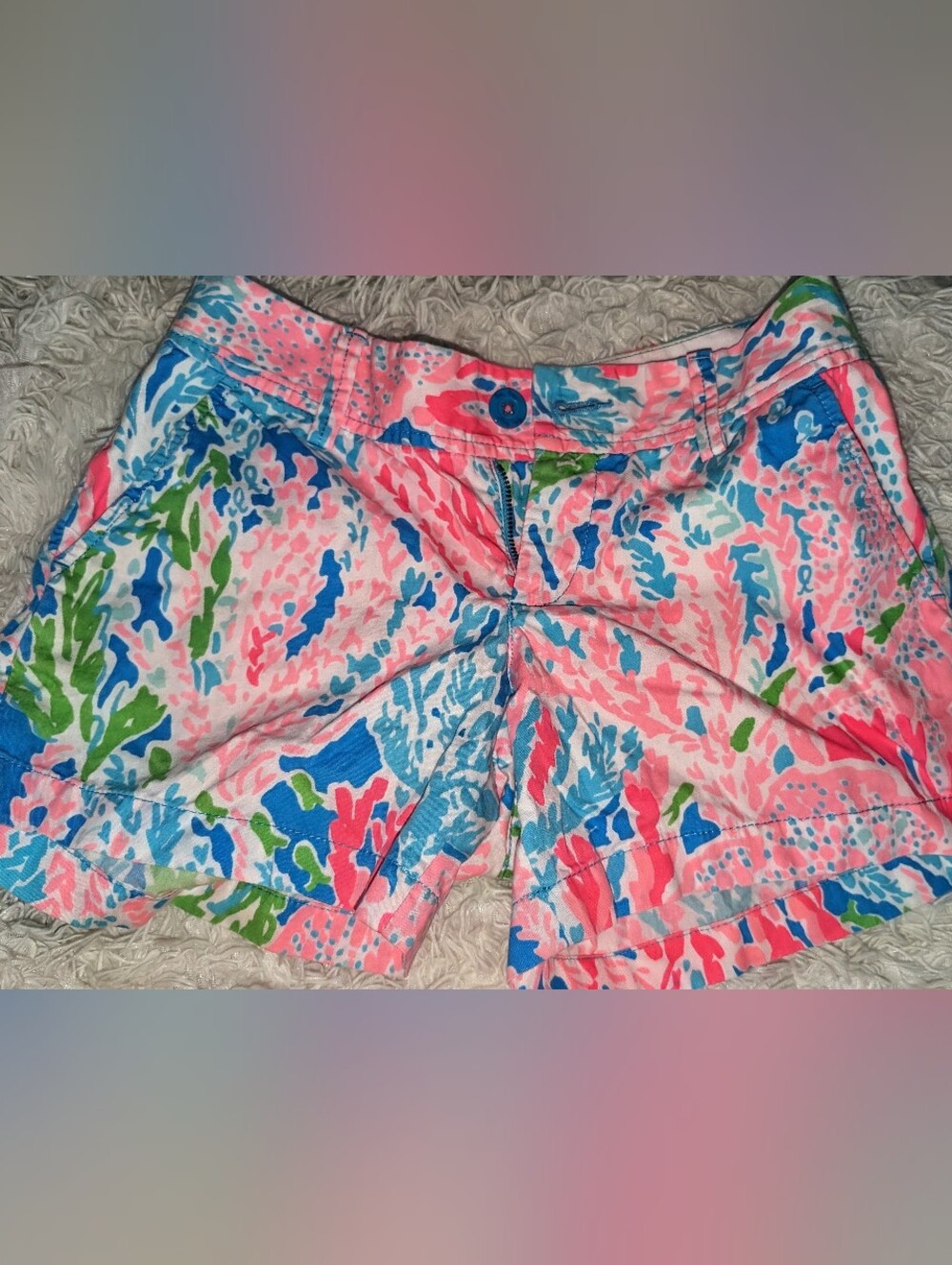 Women's Lilly Pulitzer Printed Shorts Size 2 Pink Blue